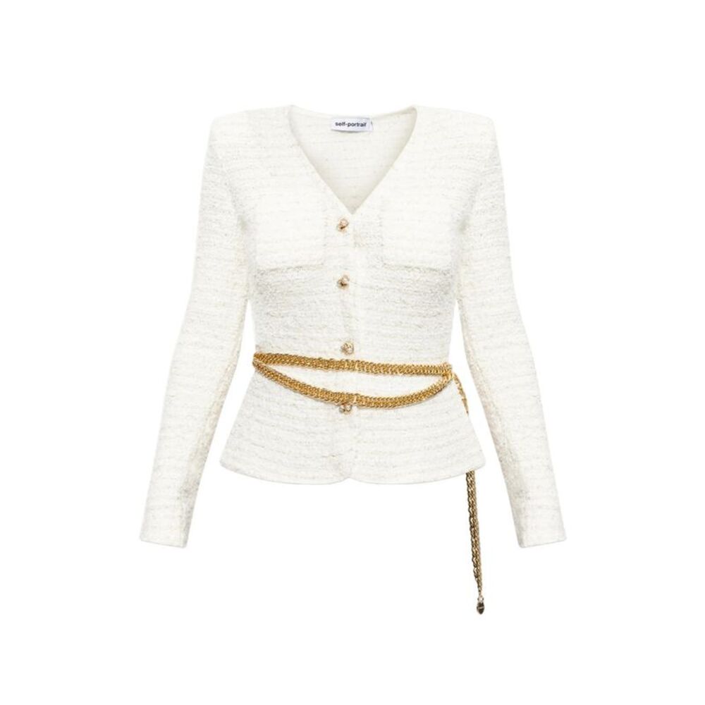 Self-Portrait White Knitwear - Cardigans Women
